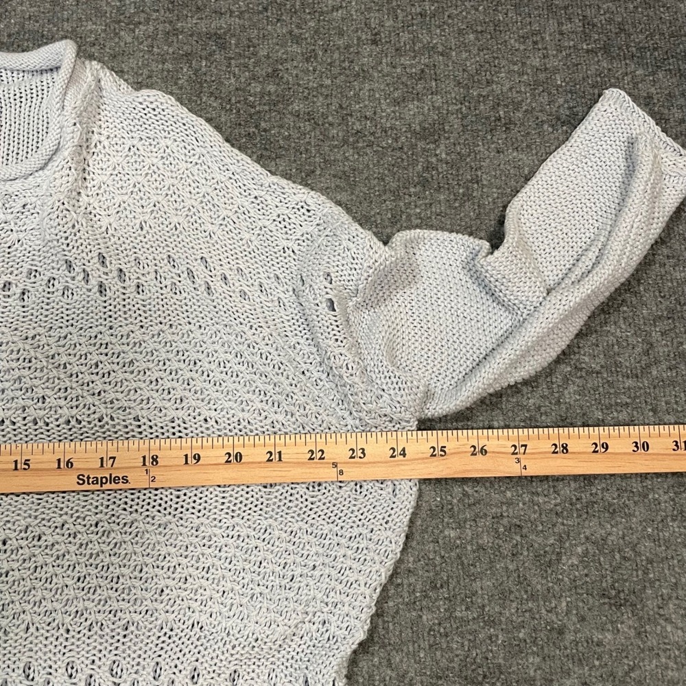 Open Knit Summer Sweater Women's S/M Lt Blue Crochet Knit Pullover Loose Weave - Picture 5 of 12